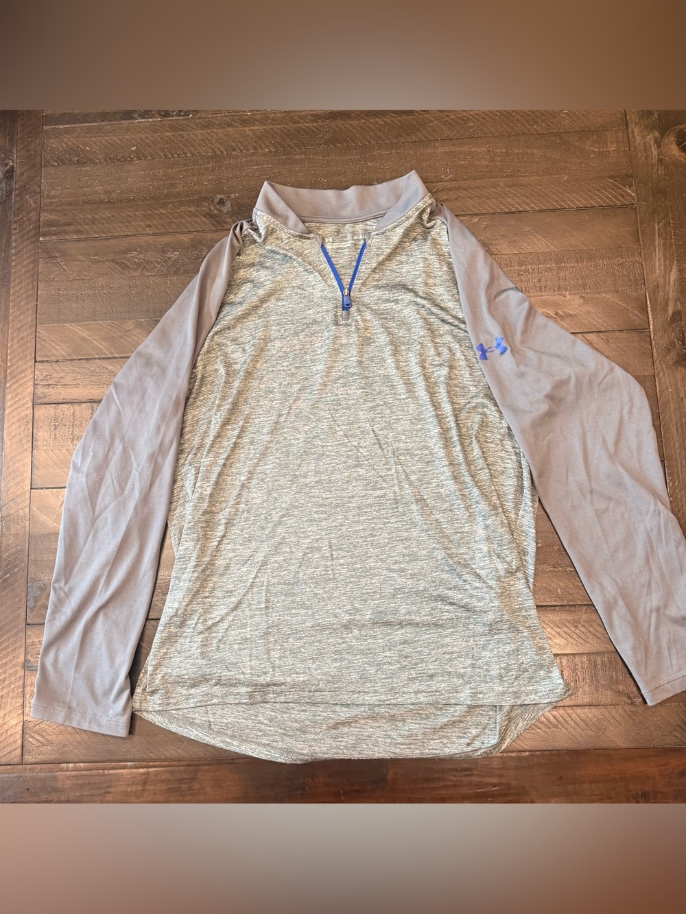 Under Armour Gray Quarter-Zip Pullover with Blue Zipper Accents